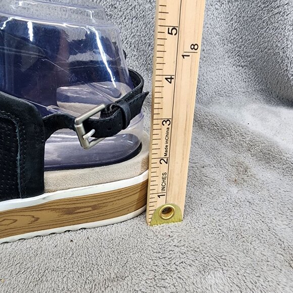 Naya Shoes Womens Size 7.5 Black Leather Open Toe Sandals - Picture 2 of 12